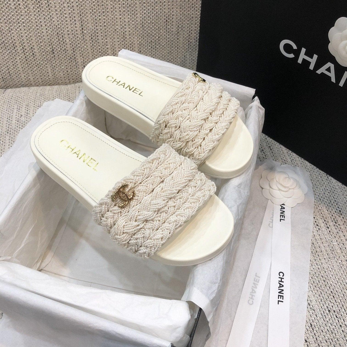 Sandals by Chanel - product photo shown in the listing for this item.