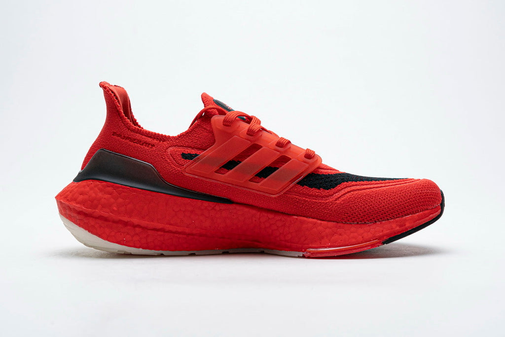 adidas Ultraboost 21 Running Shoes FY0387 in Red Black - product image from the listing.