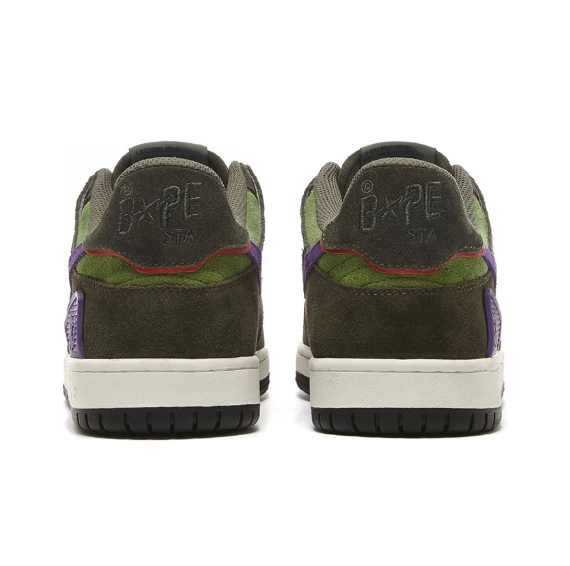 BAPE SK8 Sta Sneakers in Green and Purple - product image from the listing.