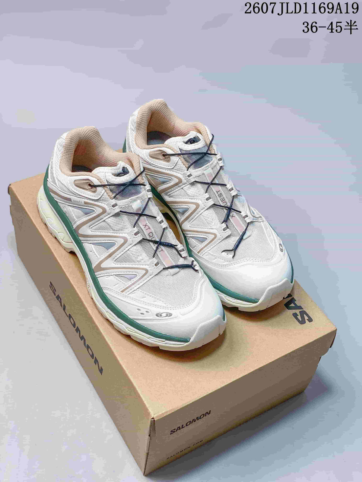 Salomon XT-Quest Trail Sneakers in White Green 2607JLD1169A19 - product image from the listing.