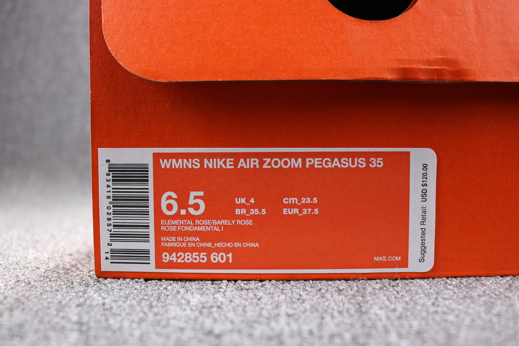 Women's Nike Air Zoom Pegasus 35 Running Shoes Rose 942855-601 - product image from the listing.