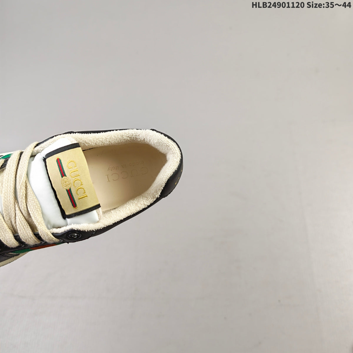 Black and White Gucci Screener Low-Top Sneakers - product image from the listing.