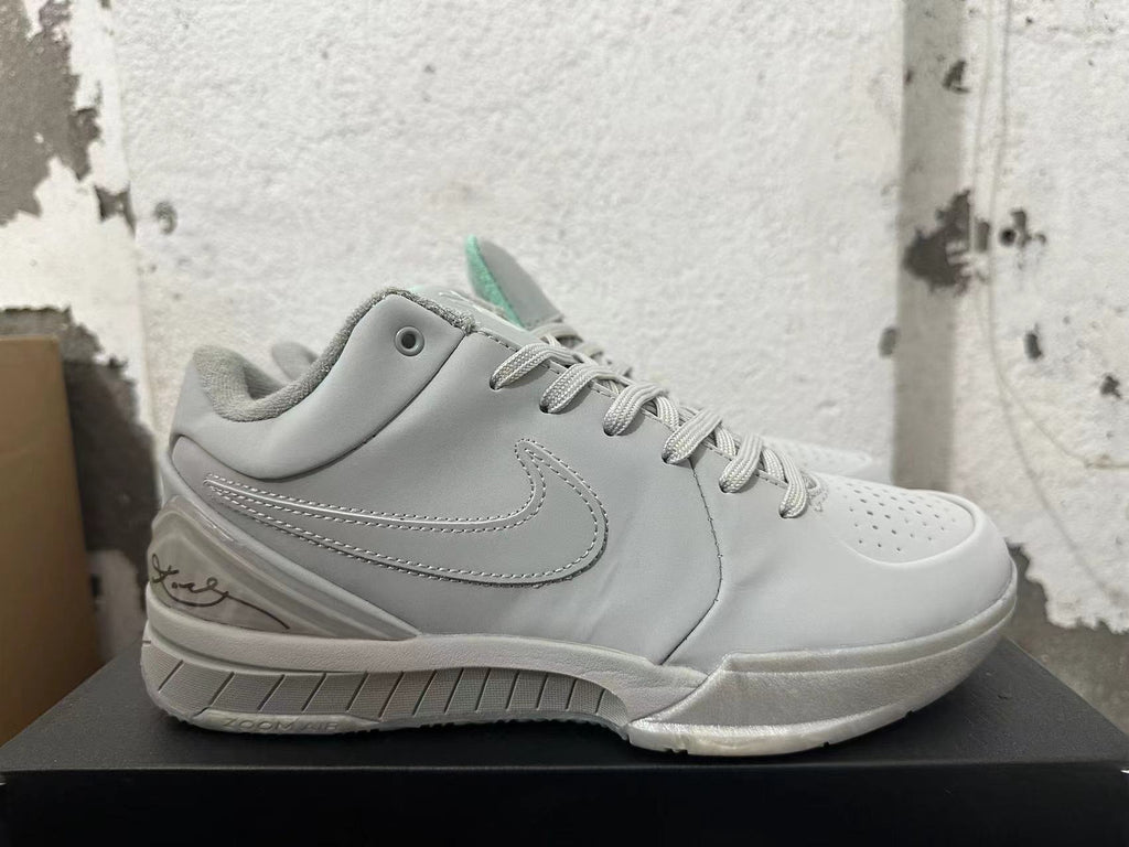 Nike Kobe 4 Protro Basketball Shoes, in White and Grey - product image from the listing.
