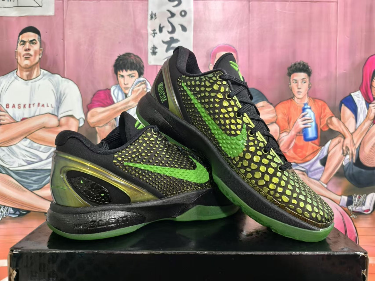 Nike Kobe 6 Protro Sneakers Basketball Shoes in Black Green - product image from the listing.
