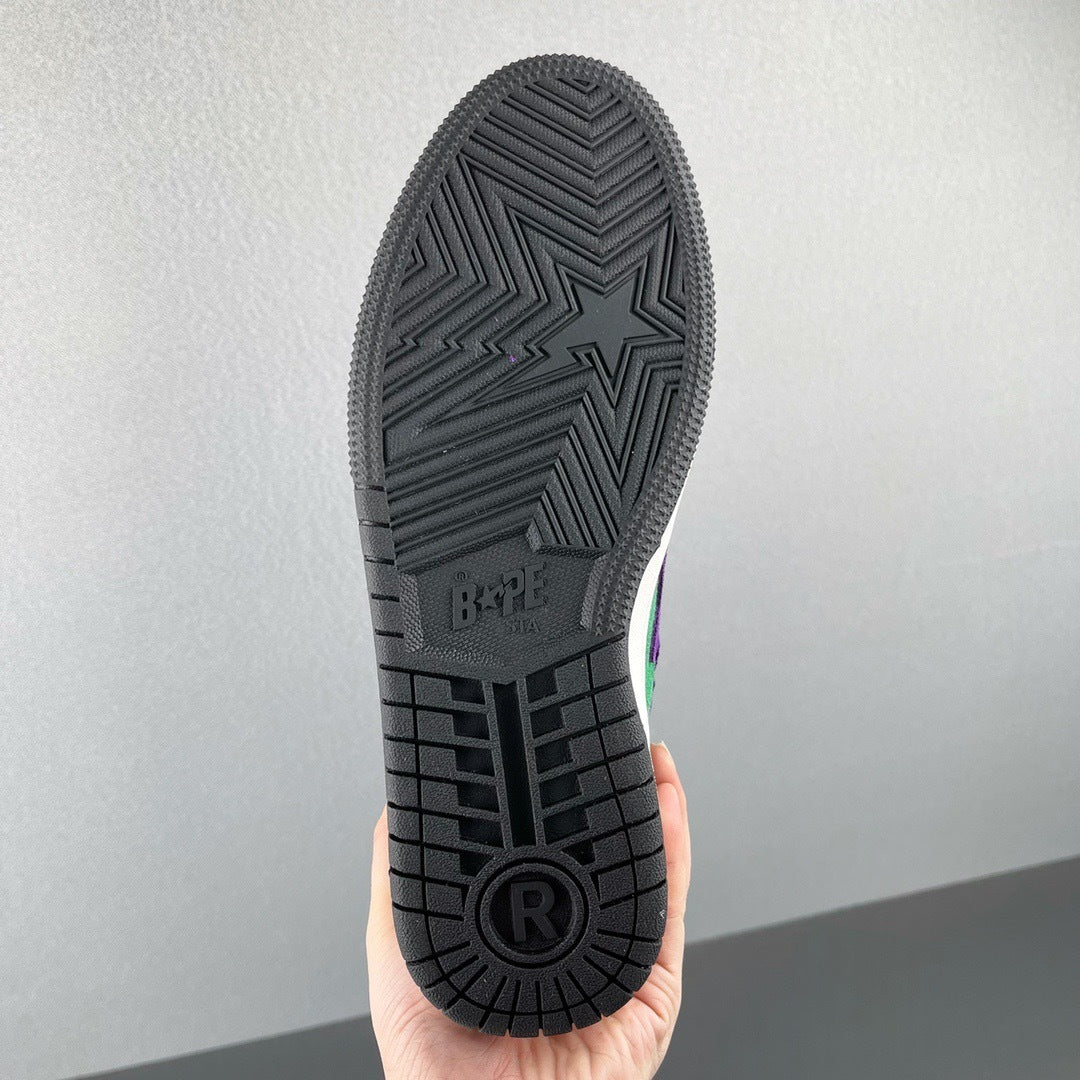 BAPE SK8 Sta Sneakers in Green and Purple - product image from the listing.