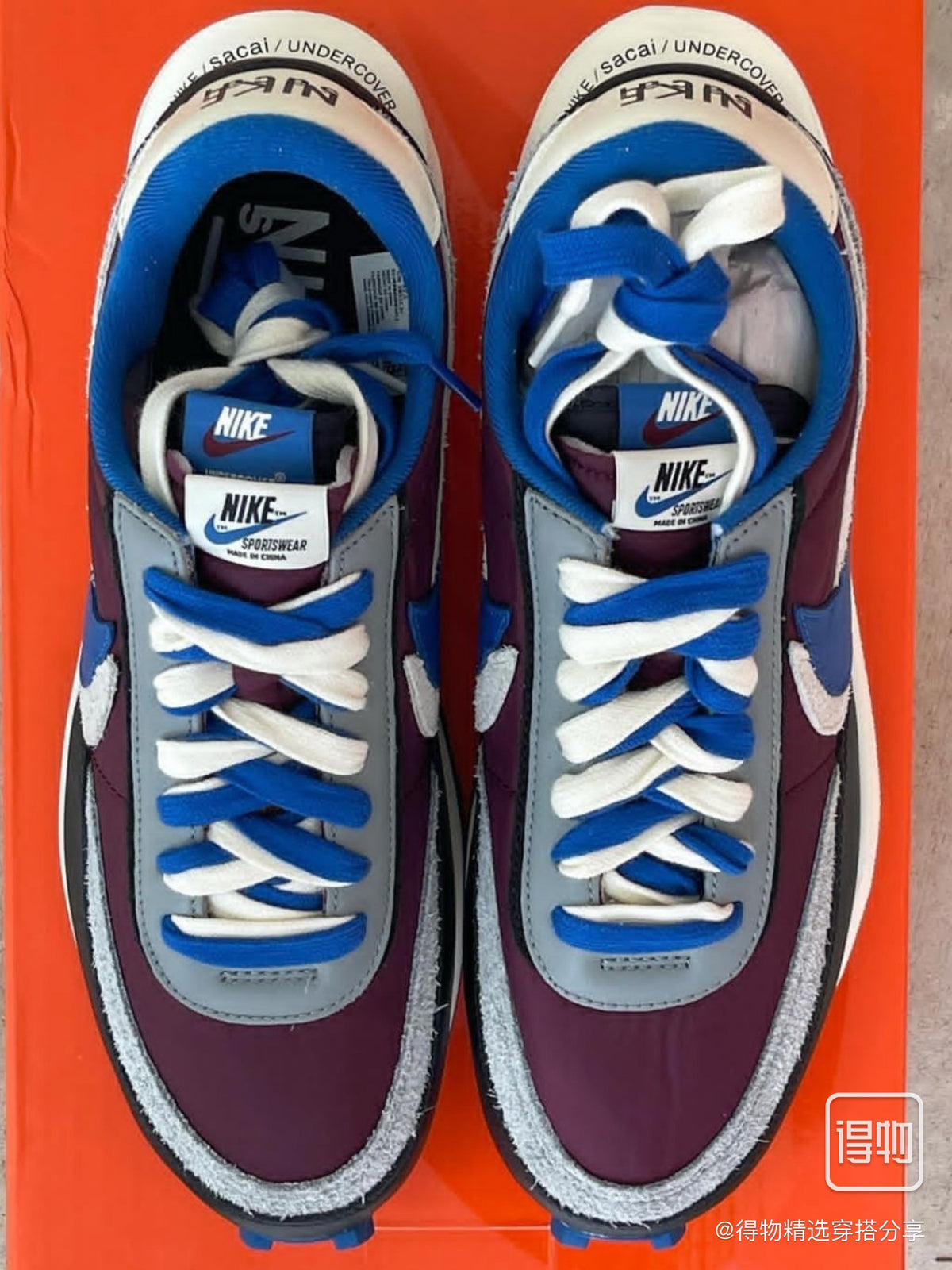 Nike LDWaffle sacai x UNDERCOVER in Burgundy Blue DJ4877-600 - product image from the listing.