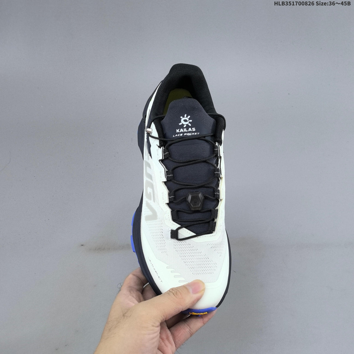 Kailas Fuga EX3 BOA Trail Running Shoes, in White and Navy - product image from the listing.