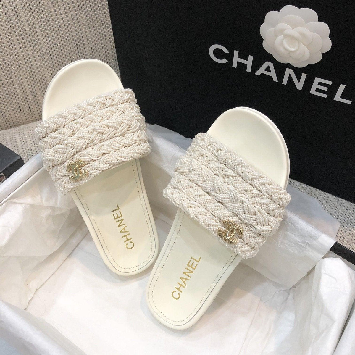 Sandals by Chanel - product photo shown in the listing for this item.