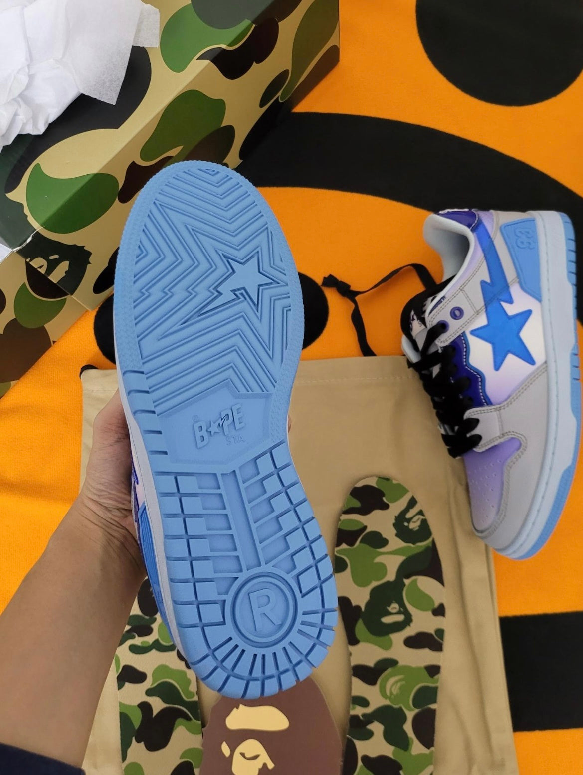 A BATHING APE BAPE SK8 STA Blue Gradient Trainers W291002 - product image from the listing.