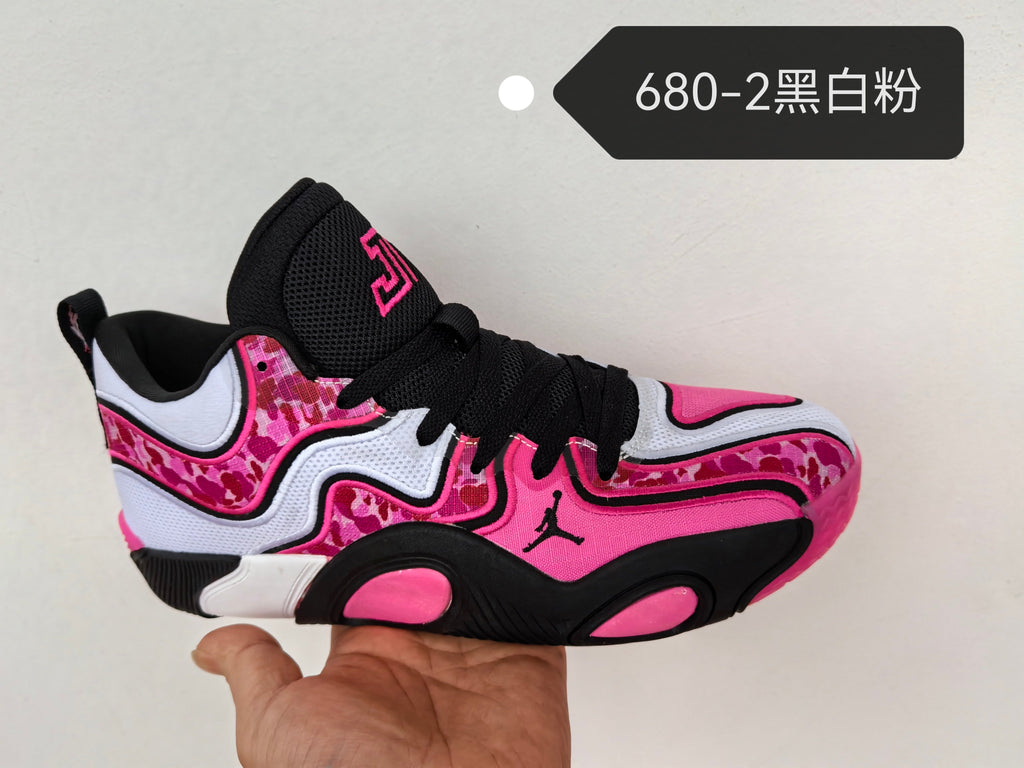 Jordan Tatum 2 Basketball Shoes in Black, in White & Pink - product image from the listing.