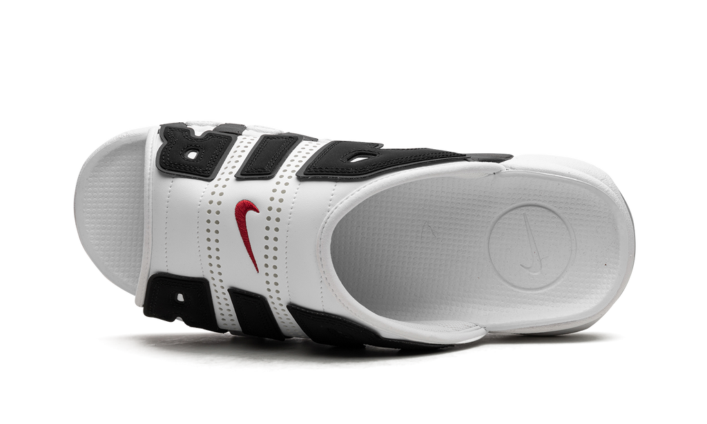 "White Black Red" Air More Uptempo Slide NA FB7815 100 - product image from the listing.