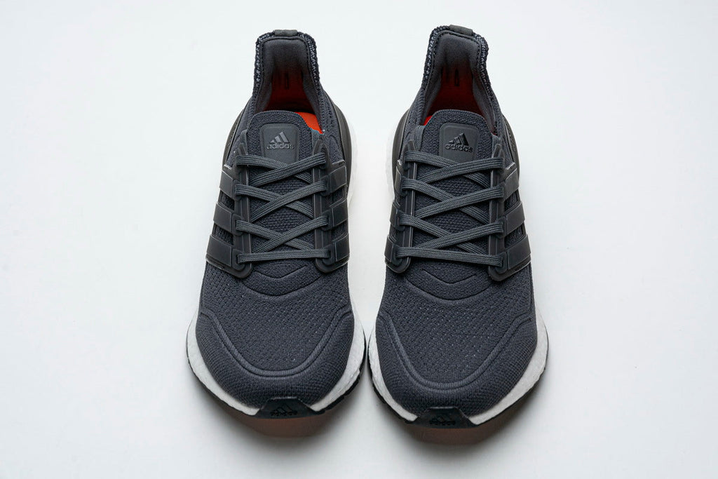 adidas UltraBoost 21 Running Shoes, in Charcoal and White FY0372 - product image from the listing.