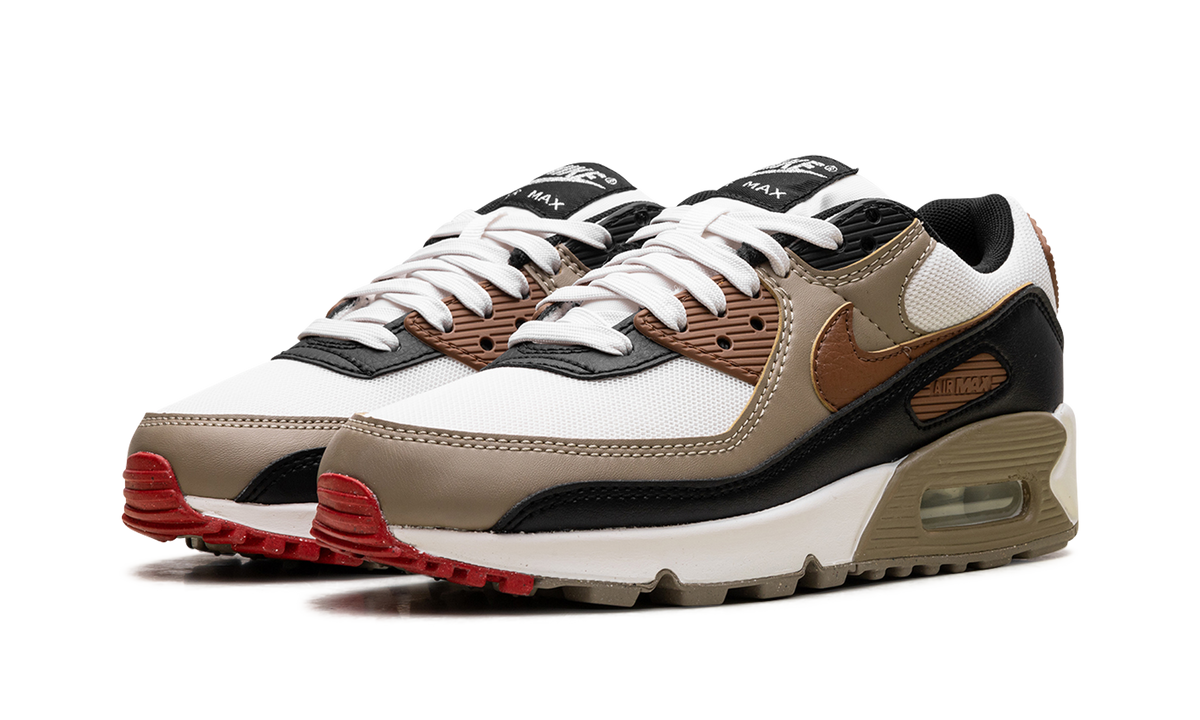 Women's Air Max 90 "Phantom Black Fire Red Light British Tan" DH8010 005 - product image from the listing.