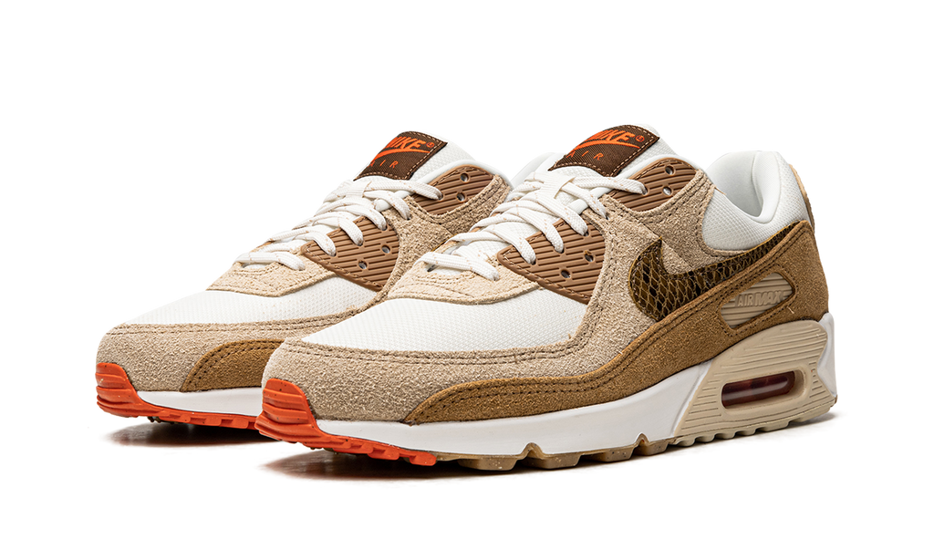 Women's AIR MAX 90 "Pale Ivory Snakeskin Swoosh" DX9502 100 - product image from the listing.