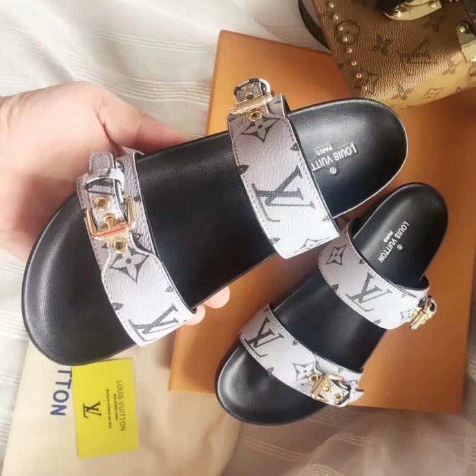 Lv sandals in gray - product photo shown in the listing for this item.
