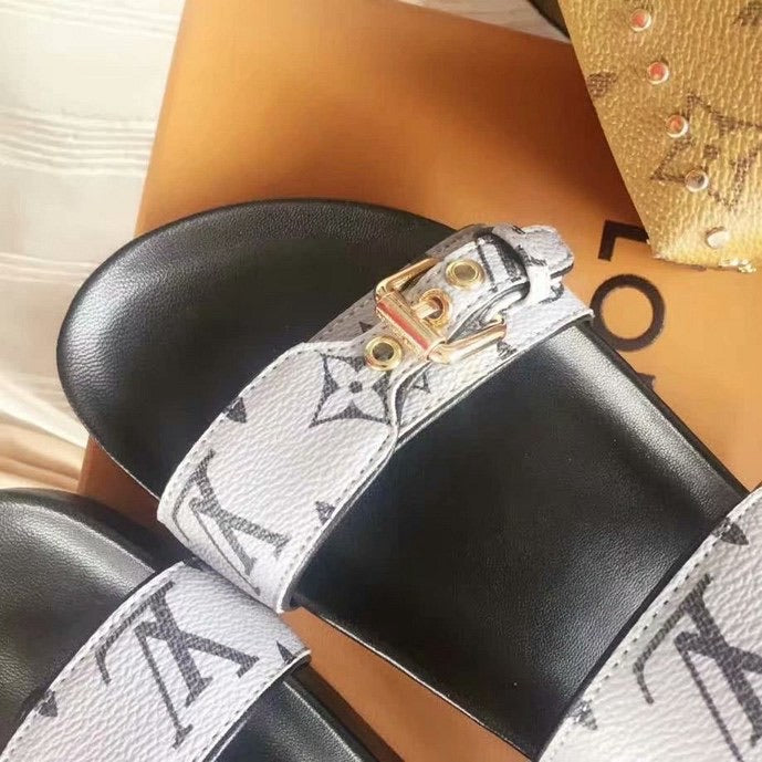 Lv sandals in gray - product photo shown in the listing for this item.