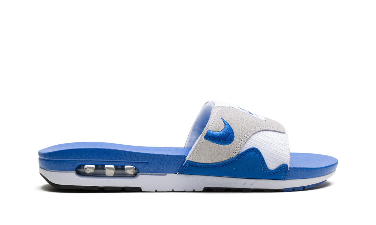 "Royal Blue" Nike Air Max 1 Slide FJ4007 100 - product image from the listing.