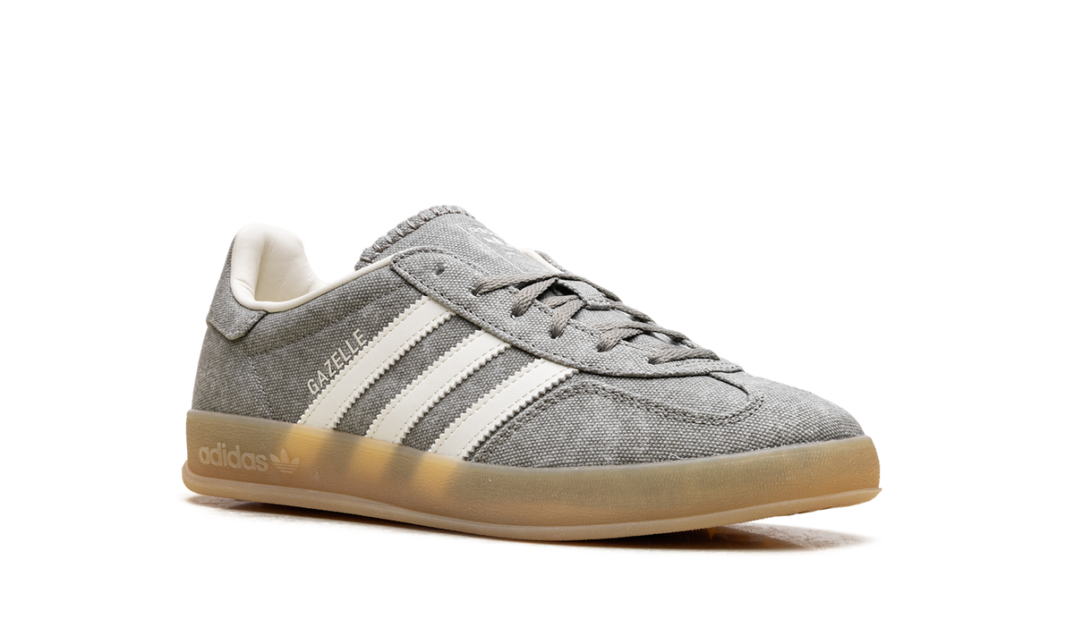 Women's Gazelle Indoor "Silver Pebble Off White Canvas" IH7033 - product image from the listing.