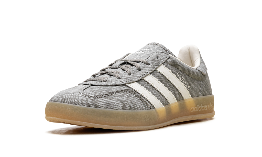 Women's Gazelle Indoor "Silver Pebble Off White Canvas" IH7033 - product image from the listing.