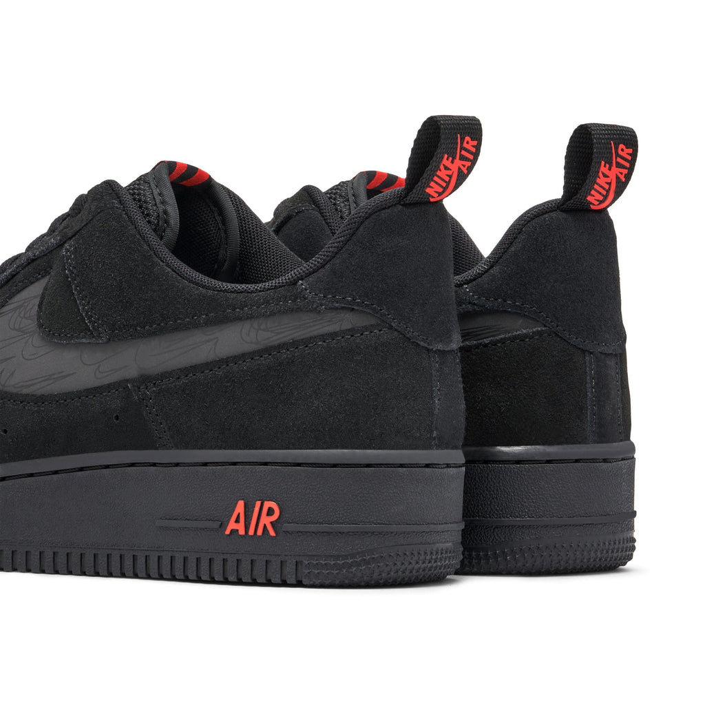 07 LV8 Reflective Swoosh Black Crimson - Nike Air Force 1 - product image from the listing.