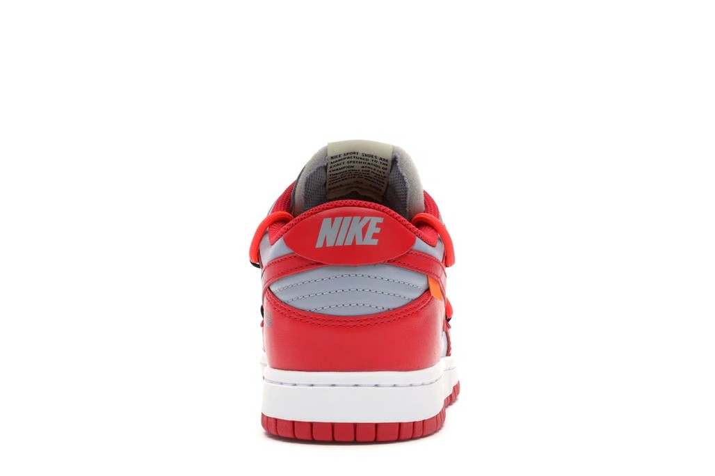 Nike Dunk Low Off-White in University Red - product image from the listing.