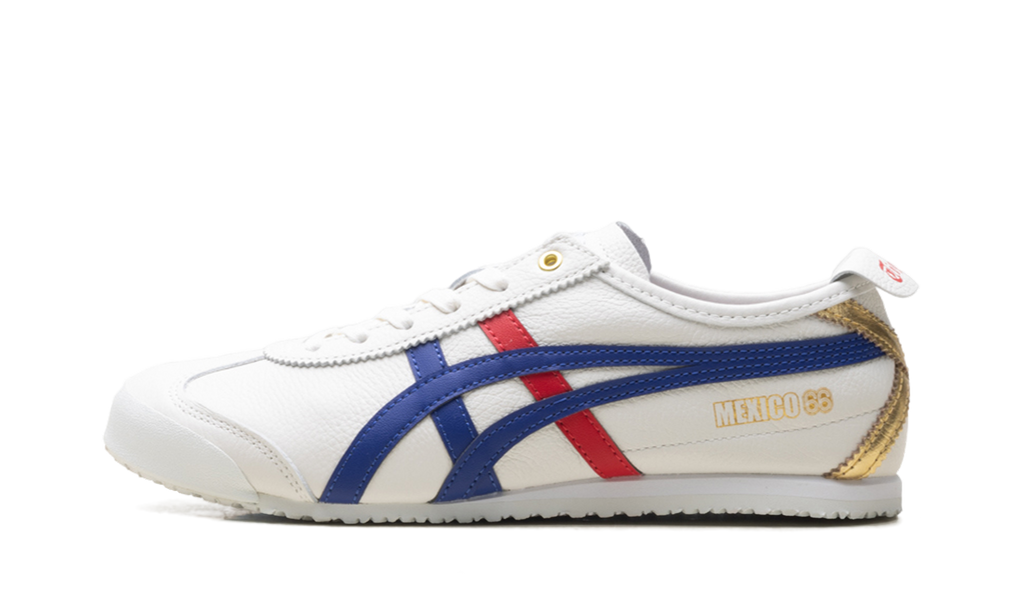 Onitsuka Tiger Mexico 66 in White Blue Red Metallic Gold 228905 - product image from the listing.
