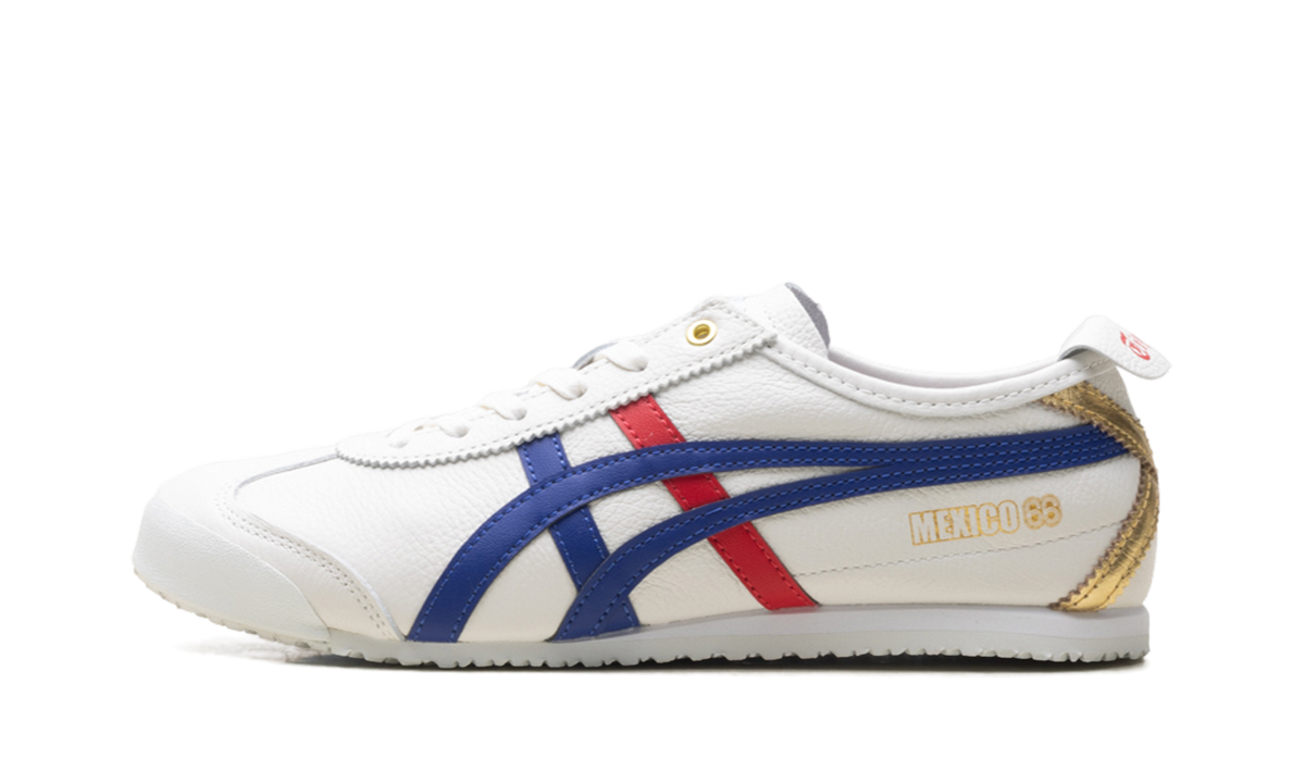 Onitsuka Tiger Mexico 66 in White Blue Red Metallic Gold 228905 - product image from the listing.