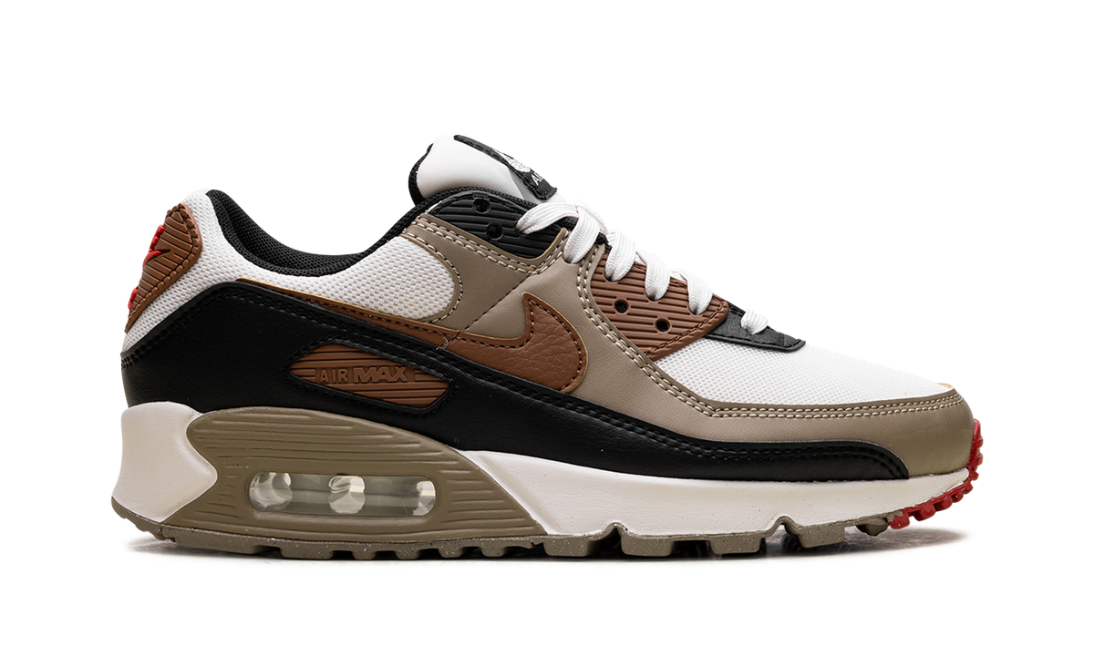 Women's Air Max 90 "Phantom Black Fire Red Light British Tan" DH8010 005 - product image from the listing.