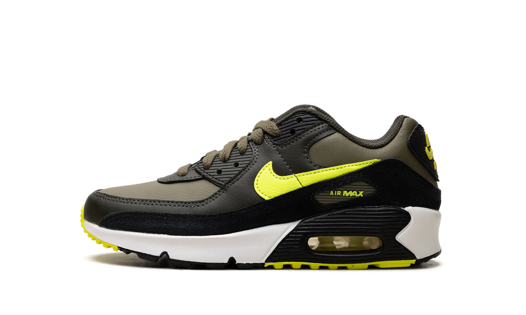 "Medium Olive Volt" Air Max 90 Leather GS DV3607 200 - product image from the listing.