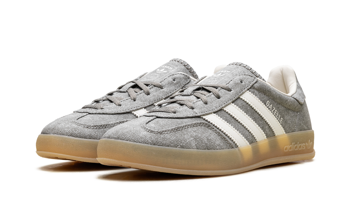Women's Gazelle Indoor "Silver Pebble Off White Canvas" IH7033 - product image from the listing.
