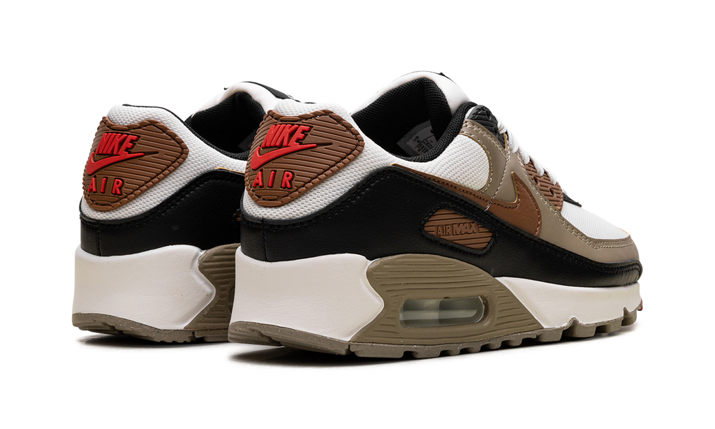 Women's Air Max 90 "Phantom Black Fire Red Light British Tan" DH8010 005 - product image from the listing.