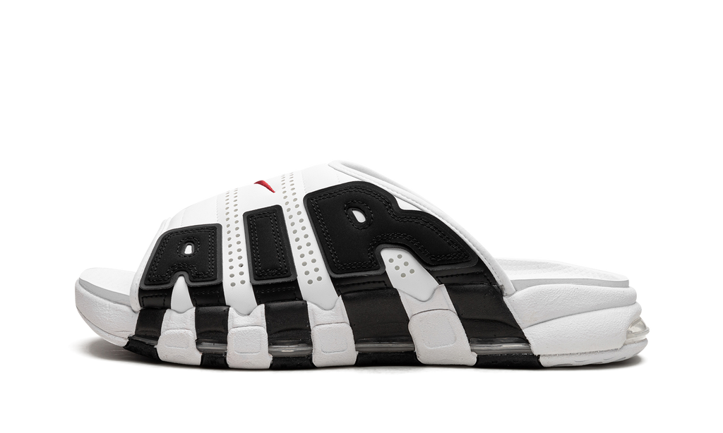 "White Black Red" Air More Uptempo Slide NA FB7815 100 - product image from the listing.