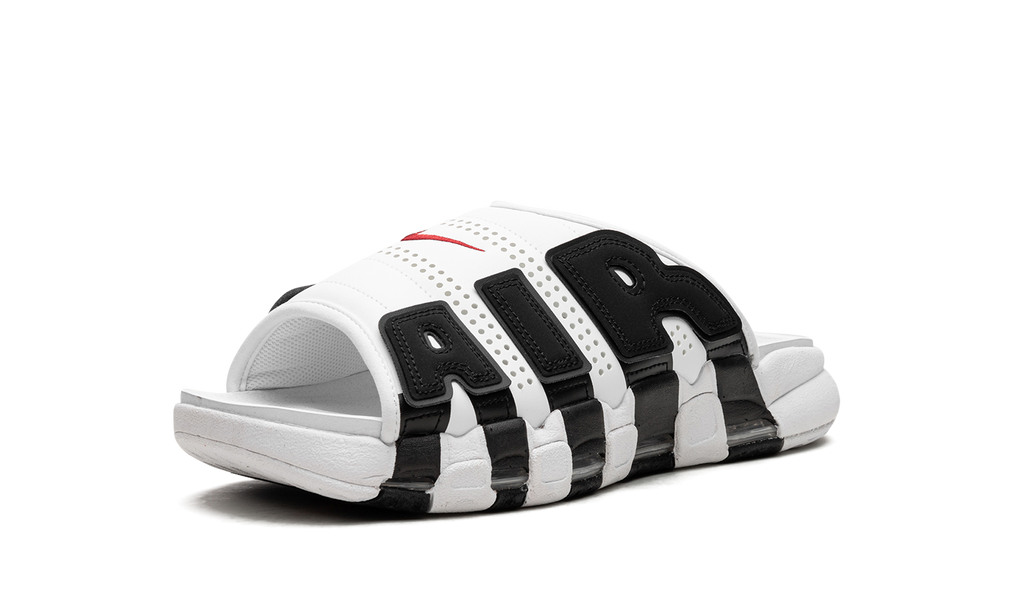 "White Black Red" Air More Uptempo Slide NA FB7815 100 - product image from the listing.